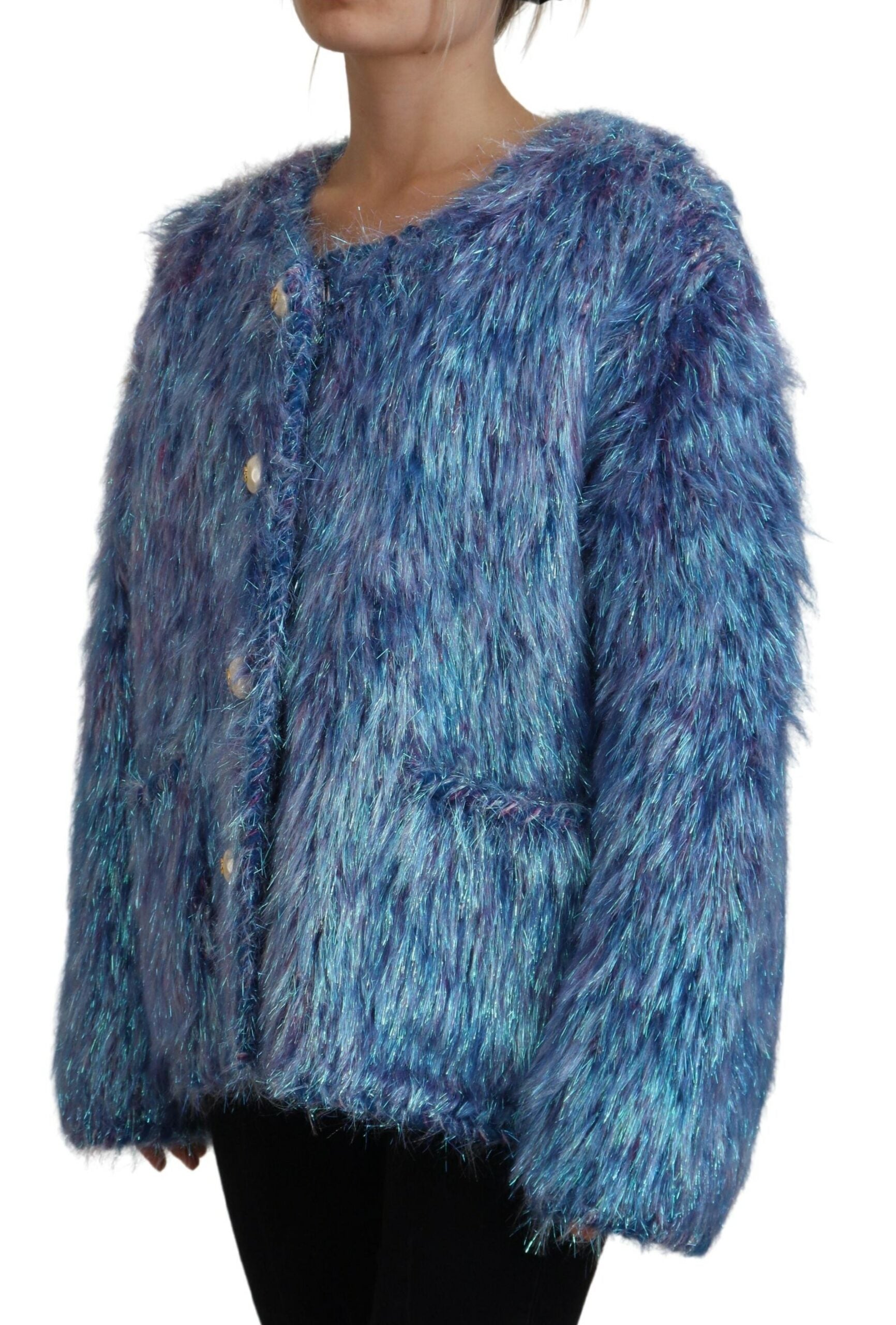 Dolce & Gabbana Multicolor Polyester Fringe Coat Jacket